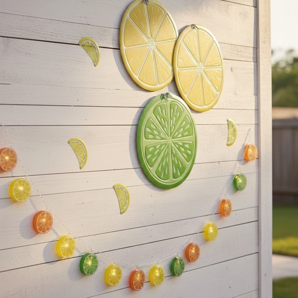 Citrus Wall Decor and String Lights